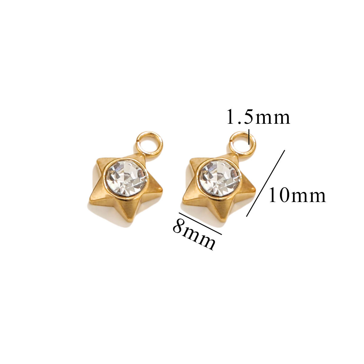 Gold color / 1 Piece Fashionable Simple Style Star Shape Stainless Steel  Gold Color Inlay Zircon Women's Pendant Picture6